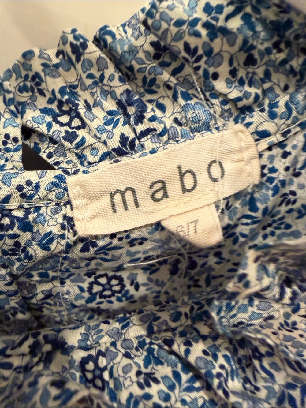 Mabo Blue Floral Ruffle Neck Dress - Picture 2 of 4